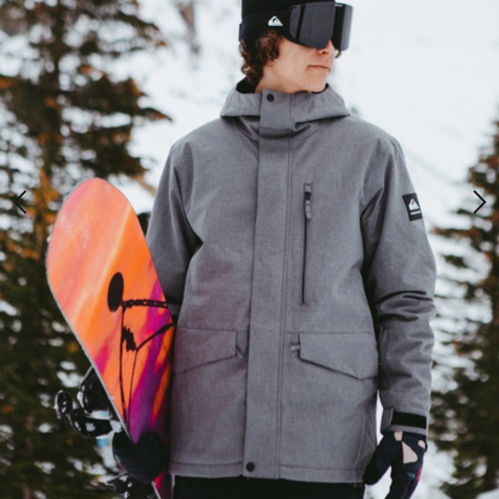 Quiksilver Mission Solid Insulated Grey Snow Ski/Board Jacket Men's Size XL